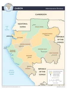 Gabon Political Administrative Province Map Country Nation Poster Print XL - Picture 1 of 1