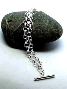 Versilberte Kette Post Gliederarmband 925 Silber vergoldet hochglanzpoliert wunderschön! - Bild 1 von 3