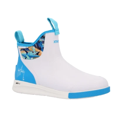 Bota al tobillo XTRATUF® para hombre 6" Guy Harvey blanca y azul XADSMGH1 Foto 1 de 3