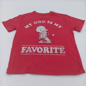 Peanuts Shirt Boys Medium Red My Dog Is My Favorite Distressed Tee - Picture 1 of 6