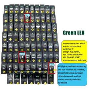 Green Led 12V Boat Car On Off (On) Off (On) Rocker Switch for Carling Arb 4x4 - Imagen 1 de 74