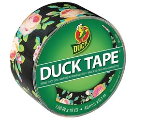 Duck Tape Brand Duct Tape, Roses on Black Background, 1.88" W x 10 Yd - Picture 1 of 1