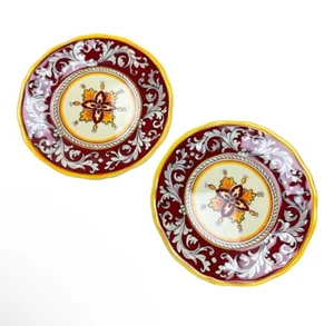 Le Cadeaux Malaga Red Melamine Side Plates Salad Plates 23cm x 2 - Picture 1 of 8