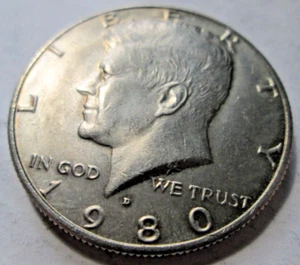 1980 Kennedy Half Denver Mint Circulated - Picture 1 of 2