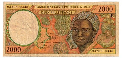 1993 Central African States Banknote P303Fa 2000 Francs Central African Republic - Image 1 of 2