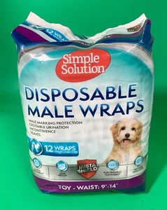 Simple Solution Size Toy 9-14” Waist Disposable Male 12 Dog Wraps Diapers - Picture 1 of 5