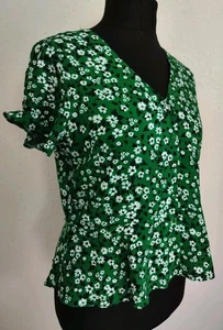 Vetiver V-neck Short Sleeve Floral Blouse Size 16 XL Eu42 - Bild 1 von 14