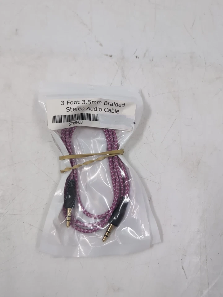 Lote de 2 cables de audio trenzados macho TRS estéreo de 3' 3,5 mm (púrpura/blanco) - EB-18445- Foto 1 de 1