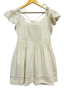 Mini vestido feminino Sea New York XXS marfim bordado manga esvoaçante boho - Imagem 1 de 4