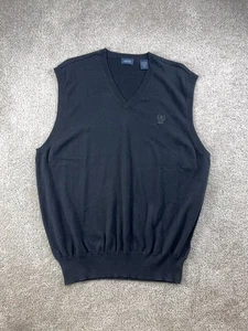 Izod Pullover Weste Herren XL schwarz V-Ausschnitt Baumwolle klassisch adrett Golf - Bild 1 von 9