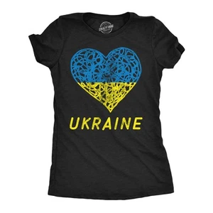 Womens Funny T Shirts Ukraine Heart Awsome Support Graphic Novelty Tee For - Picture 1 of 7
