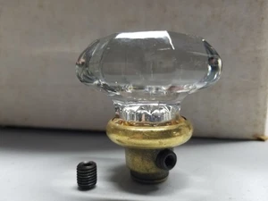 Antigua perilla de puerta de vidrio y latón 8 puntos antigua con tornillo extra - Imagen 1 de 6