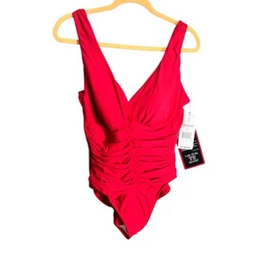 NWT Miraclesuit Sonatina Red One Piece Swimsuit Slimming SZ 16 DD Beach Summer - Picture 1 of 10