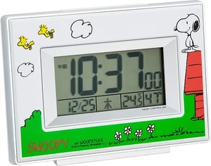 RHYTHM SNOOPY alarm clock radio clock character digital tempera - Picture 1 of 7