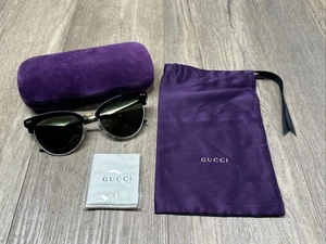 GUCCI GG0055S 002 55-18 140 Gold & Black Sunglasses w Ornate Arms - Picture 1 of 16