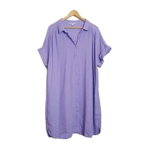 Grae Linen Womens Purple  Linen Blend Shirt Dress Size 16 EUC - Picture 1 of 6