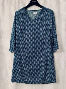 NWT Old Navy Women Boho Dress Sz S Petite V Neck 3/4 Sleeves Teal Floral - Picture 1 of 5