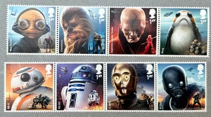 GB 2017 - Star Wars Aliens & Droids set - 2 x 4 stamp strip - SG4007-4014 - MNH - Picture 1 of 1