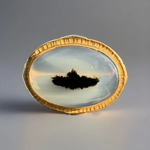Antique Victorian 14k Gold & Dendritic Agate Pin/Broach, C1890 - Picture 1 of 9