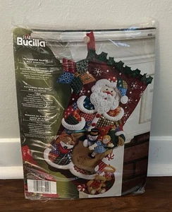 Bucilla PATCHWORK SANTA 86202 Kit Calza Natalizia in Feltro Nuovo 18" - Foto 1 di 7