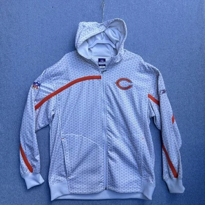 Chicago Bears Jacket Mens XL White Orange NFL Football Full Zip Hoodie Reebok - Image 1 of 4