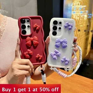 Lindo arco ondulado con cordón a prueba de golpes para teléfono Samsung Galaxy S25 Ultra S24FE - Imagen 1 de 11