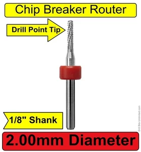 2mm Router Bit Carbide 1/8" Shank Chip Breaker Drill Point 1 Piece CNC urc156 - Picture 1 of 5