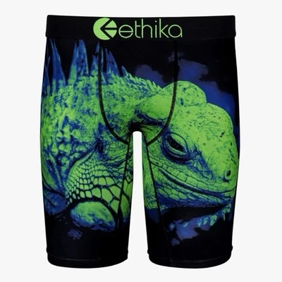 Ethika Men’s Black Green Lizard Stretch Boxer Brief Size M - Image 1 of 4