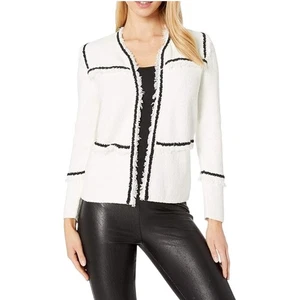 Neu ohne Etikett Nic + Zoe Tweed-Sakko Blazer cremefarben Fransenbesatz Damen Large klassisch schick - Bild 1 von 14