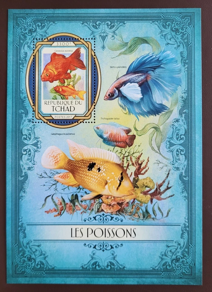 Chad 2017 / Vida marina - Peces - peces dorados / 1v ms Foto 1 de 1