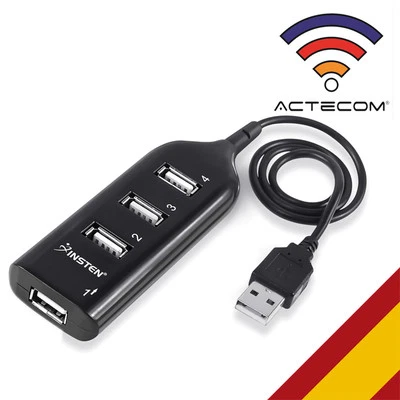 ACTECOM® Adaptador multipuerto HUB 4 puertos usb 2.0 duplicador ladron NEGRO