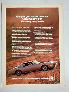 1971 BUICK RIVIERA GS USA MAGAZINE FULLPAGE COLOUR ADVERTISEMENT - Picture 1 of 1