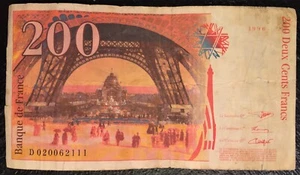 1996 FRANKREICH 200 FRANCS baNK NOte - D SERIE # D 020062111 - CiRCuLAted - CV$3O - Bild 1 von 12