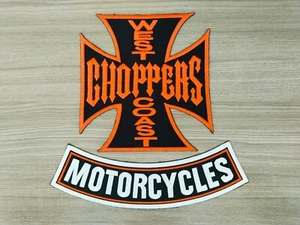 BIG PATCH Orange West Coast Chopper Motorcycle Rider Embroidered Iron on Patch - Picture 1 of 9