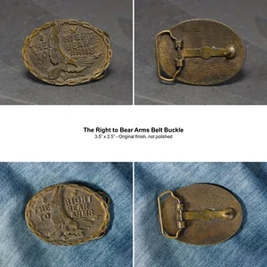The Right To Bear Arms - Nummerierte Vintage Metall Gürtelschnalle, Messing, Schwerlast - Bild 1 von 5