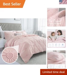 King Size Pink Rose Blush Comforter Set - Ultra-Soft 3-Piece Bedding Set - Picture 1 of 11