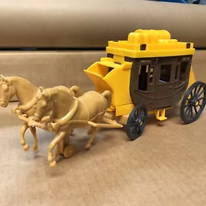Vintage Postkutsche mit 2 Pferden, Cowboy Kinder Spielzeug - Bild 1 von 15