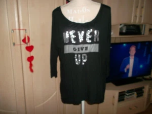 shirt,gr. l.von s.oliver.schwarz,neuwertig,glitzer,never give up - Bild 1 von 6