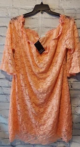 Vestido Pinup Moda Talla Grande 22W Fuera del Hombro Encaje Naranja Mangas Campana Nuevo con Etiquetas - Imagen 1 de 9