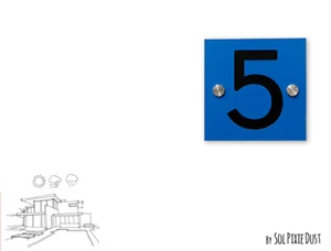 Números de casa modernos, un número cuadrado azul aluminiobond con acrílico negro - letrero - Imagen 1 de 5