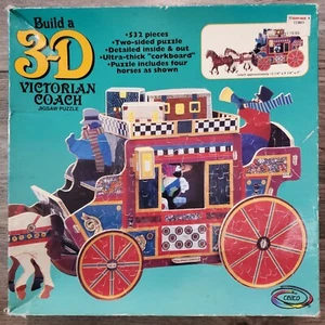 Vintage 3D Jigsaw Puzzle Victorian Horse Drawn Coach Ceaco NOS Kay Bee Toys 1994 - Picture 1 of 8