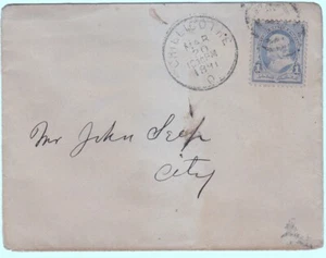 Chillicothe Ohio 1891 Fancy Cancel Postal Cover 1 Cent Blue Stamp ~ 703Y - Picture 1 of 2