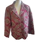 Denim & Co Jacket Women's Size Large Red Tapestry Blazer Lined NWT QVC 4 Button