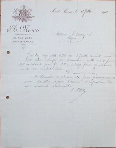 Wine Commission Agent 1911 French Letterhead, H Neveu Sainte Savine Cherubs - Picture 1 of 1
