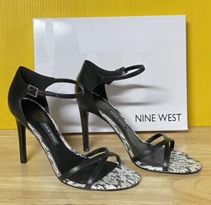 Nine West "Iman" schwarze Leder Riemchen 4" Stiletto Heels Größe 6,5 neu im Karton - Bild 1 von 10