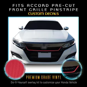 For 2018-2020 Honda Accord Precut Grille Trim Pinstripe Decal Matte Carbon Fiber - Picture 1 of 15