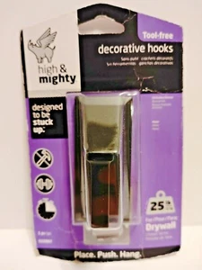 Gancho de metal de bronce frotado con aceite decorativo alto y poderoso sin herramientas sostiene hasta 25 libras - Imagen 1 de 2