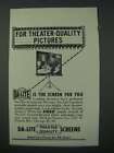 1949 Da-Lite Bildschirme Anzeige - für Bilder in Theaterqualität