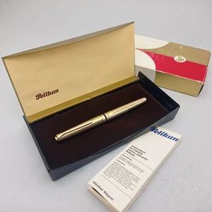 PELIKAN M60 ROLLED GOLD PISTON FOUNTAIN PEN 18K F NIB VTG 70S  UNIQUE RARE NOS - Picture 1 of 16
