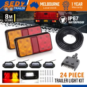 Led Trailer Light Kit 5 Core Wire 7 Pin Plug Flat Number Plate Light Caravan - Picture 1 of 13